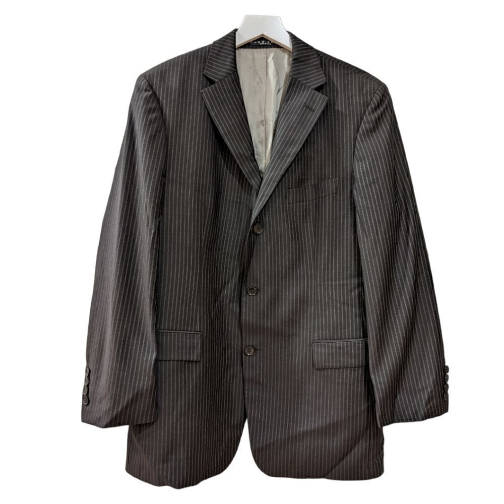 Hugo Boss Scorsese/Movie 100% Virgin Wool Black & Gold Pinstripe Suit 40R